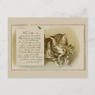 Vintag Kitten Weihnachten Postkarte