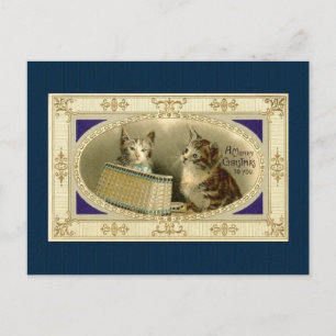 Vintag Kitten Weihnachten Postkarte