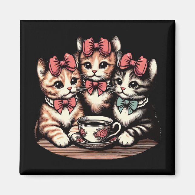 Vintag Kittens Tee Party Magnet (Vorne)