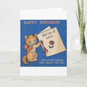 Vintag Kitty Birthday Card Karte