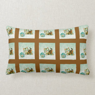 Vintag Kitty in Brown Kariert Lendenkissen