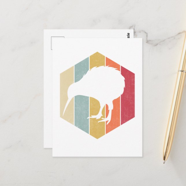 Vintag Kiwi Bird Lover Neuseeland Kiwi Bird Postkarte (Vorderseite/Rückseite Beispiel)