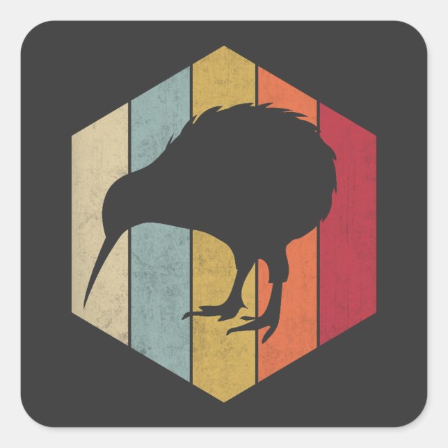 Vintag Kiwi Bird Lover Neuseeland Kiwi Bird Quadratischer Aufkleber (Vorderseite)