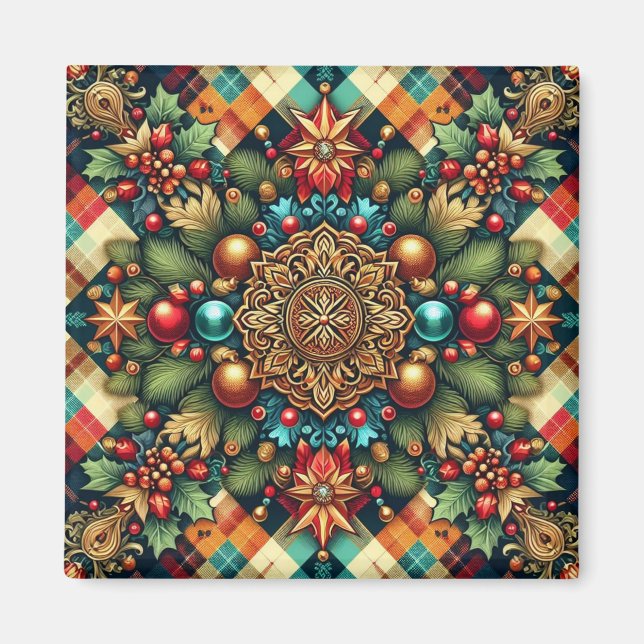 Vintag/klassisch farbenfrohe Weihnachten Magnet (Vorne)