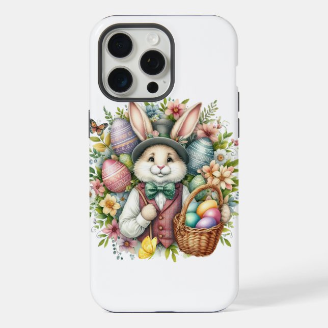 Vintag/klassisch Niedlich Osterhase iPhone Hülle (Rückseite)
