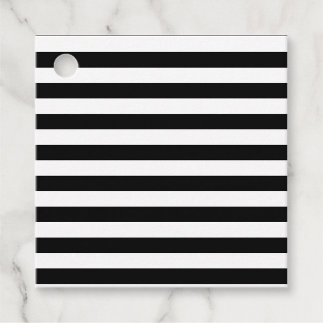 Vintag klassische schwarz-weiße Streifen Geschenkanhänger (Vorderseite)