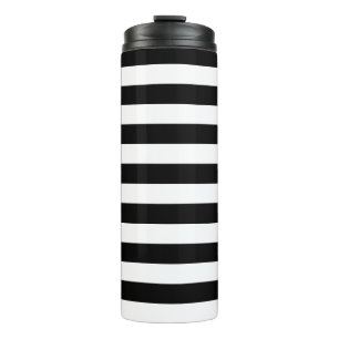 Vintag klassische schwarz-weiße Streifen Thermosbecher