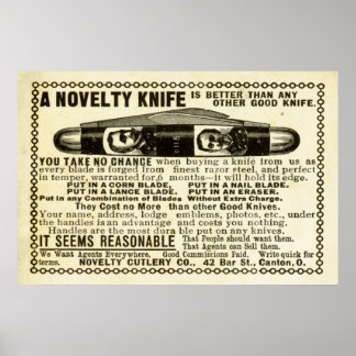 Vintag Knife Ad aus dem Jahr 1899 Poster