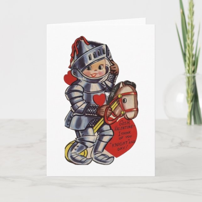 Vintag Knight Valentine Feiertagskarte (Vorderseite)