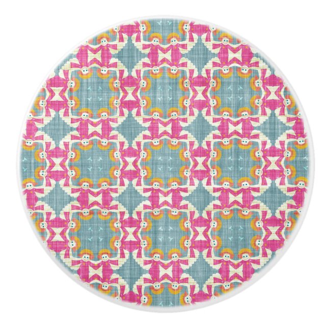 Vintag Knobs Christmas Angel Circle Quilt Muster Keramikknauf (Vorderseite)