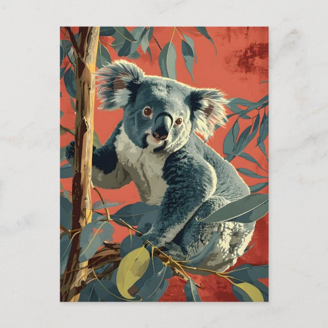 Vintag Koala: Zeitloser Wildtierarm Postkarte (Vorderseite)