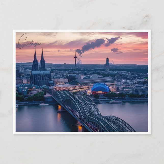 Vintag Köln Deutschland Reiseroute Postkarte (Vorderseite)