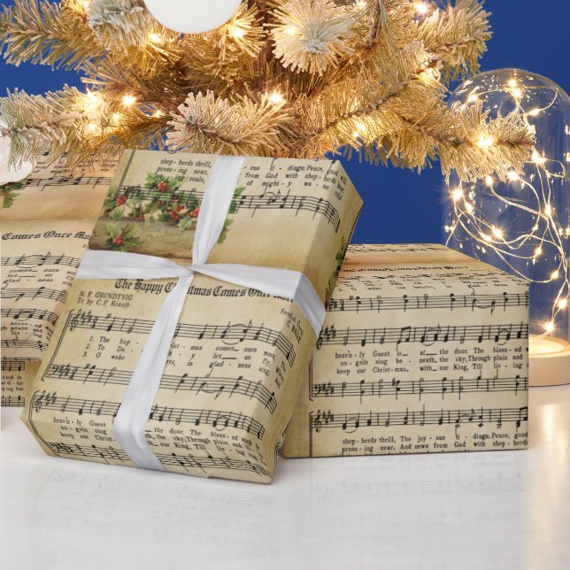 Vintag kommt das glückliche Weihnachten noch einma Geschenkpapier (Feiertage)