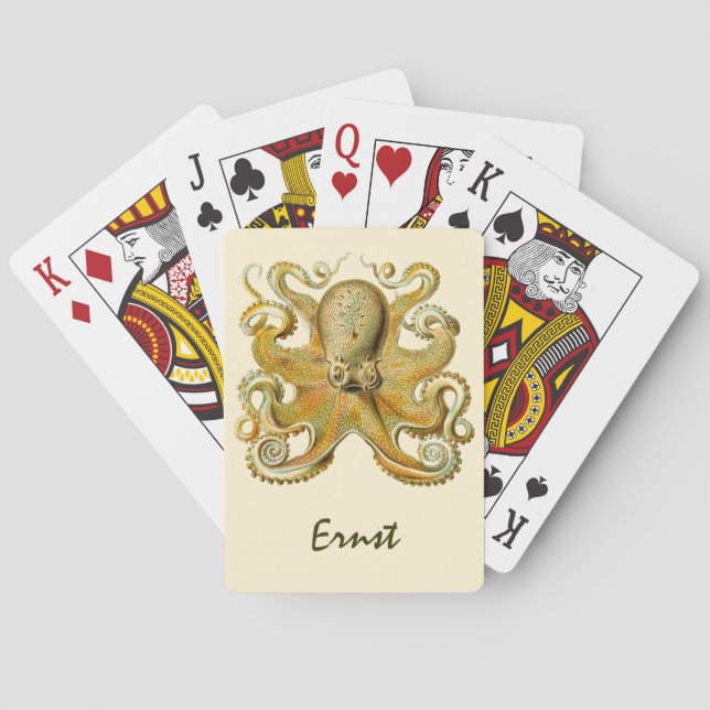 Vintag Kraken, Octopus Gamochonia, Ernst Haeckel Spielkarten (Rückseite)