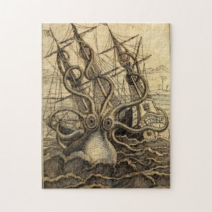 Vintag Kraken Print Puzzle