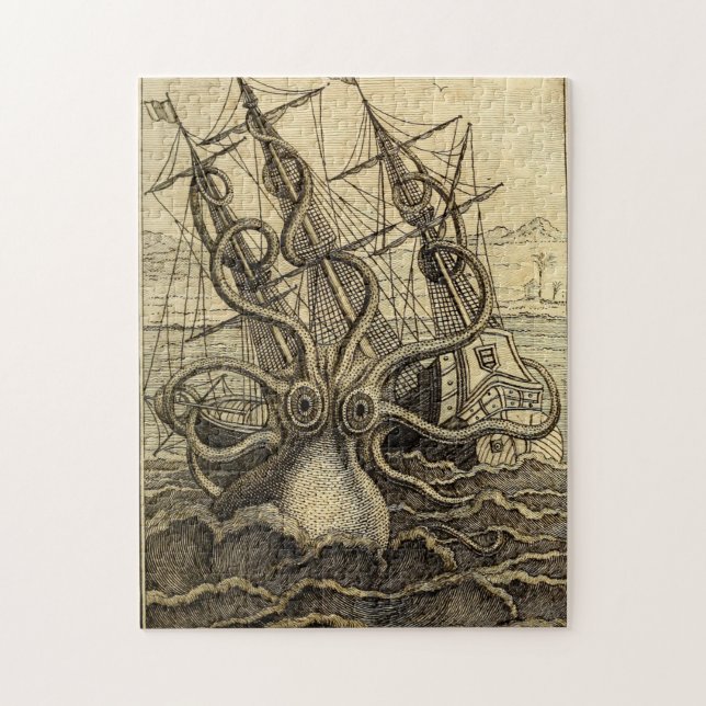 Vintag Kraken Print Puzzle (Vertikal)