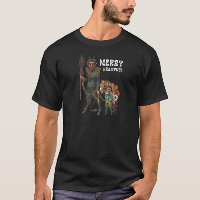 Vintag Krampus Creepe Weihnachtsfeiertag Merry Kra T-Shirt (Vorderseite)