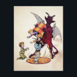 Vintag Krampus Devil Postkarte<br><div class="desc">Hochwertiges, individuell restauriertes Vintage-Image. Nur Krampus, der ein paar Kinder in die brennenden Flammen der Hölle fallen lässt.</div>