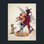 Vintag Krampus Devil Postkarte<br><div class="desc">Hochwertiges,  individuell restauriertes Vintage-Image. Nur Krampus,  der ein paar Kinder in die brennenden Flammen der Hölle fallen lässt.</div>