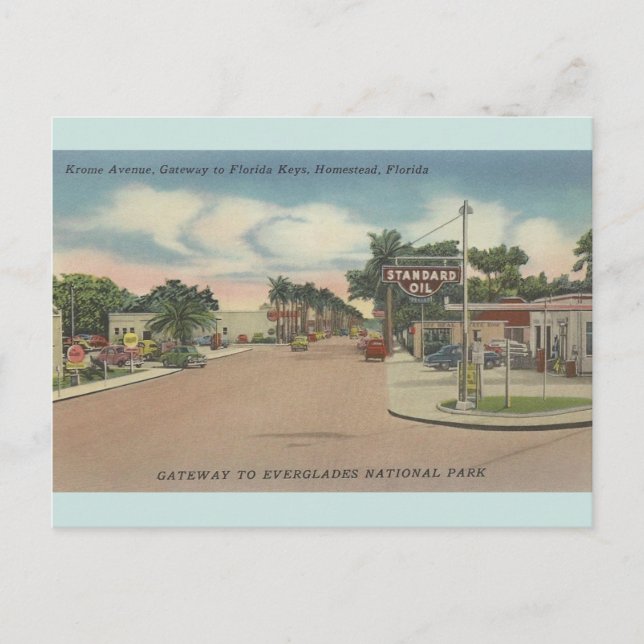Vintag Krome Avenue Homestead Florida Postcard Postkarte (Vorderseite)