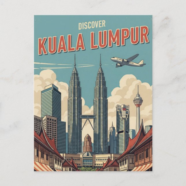 Vintag Kuala Lumpur Malaysia Postkarte (Vorderseite)