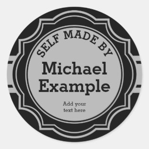 Vintag Label trans. weiß 12 + Ihr Backg. & Text Runder Aufkleber