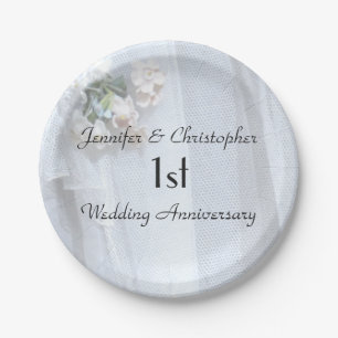 Vintag Lace Pastel Blume 1. Hochzeit Pappteller