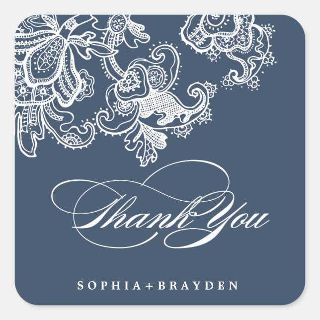 VINTAG LACE WEDD danke Ihnen Aufkleber Siegel (Vorderseite)