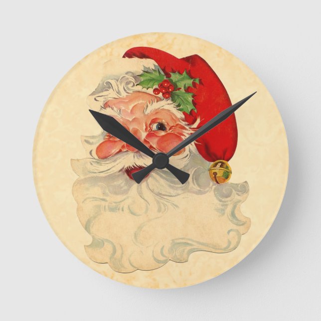 Vintag lächelnd Weihnachts-Weihnachtsgeschenk-Gege Runde Wanduhr (Vorderseite)