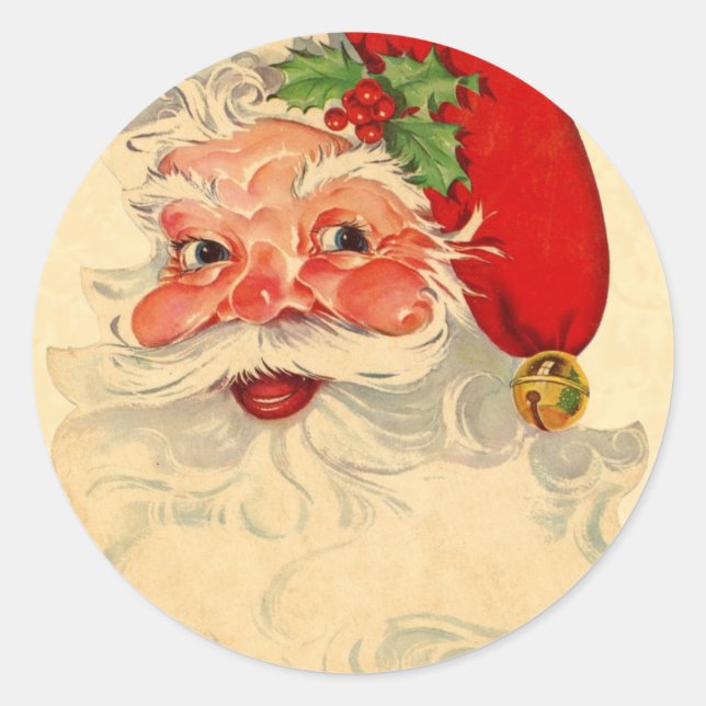 Vintag lächelnd Weihnachts-Weihnachtsgeschenk-Gege Runder Aufkleber (Vorderseite)