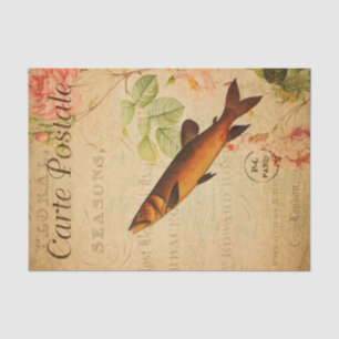 Vintag Lachs Typ Fische Blumenkohl Blume Französis Seidenpapier