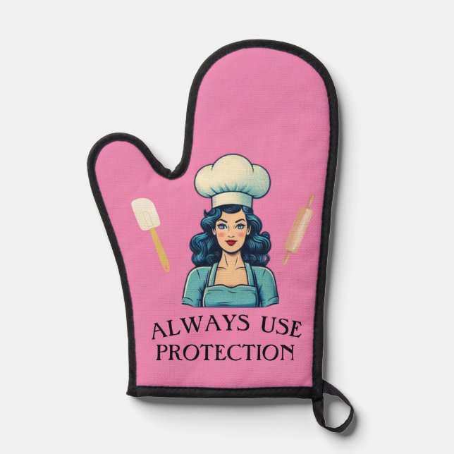 Vintag Lady Funny Oven Mitt Ofenhandschuh (Vorderseite)