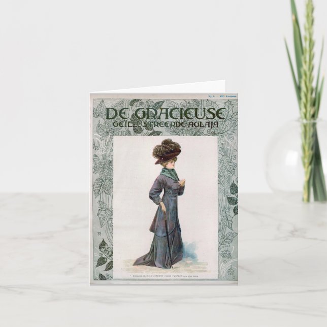 Vintag Ladys Fashion Design Illustration Karte (Vorderseite)