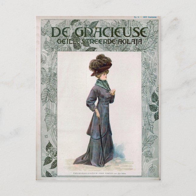 Vintag Ladys Fashion Design Illustration Postkarte (Vorderseite)