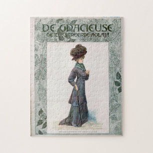 Vintag Ladys Fashion Design Illustration Puzzle
