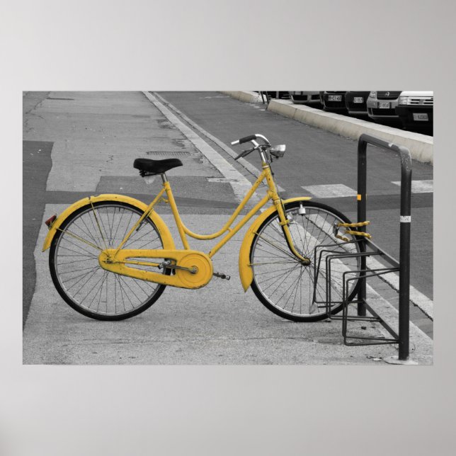 Vintag Ladys Yellow Bicycle, Florenz, Italien Poster (Vorne)