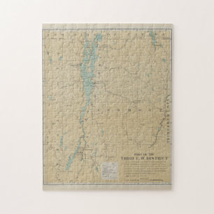 Vintag Lake Champlain Lighthouse Map (1896) Puzzle