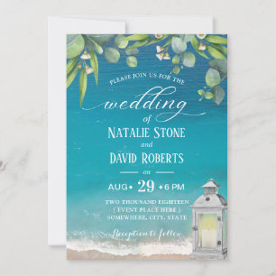 Vintag Lantern Elegante Foliage Beach Hochzeit Einladung
