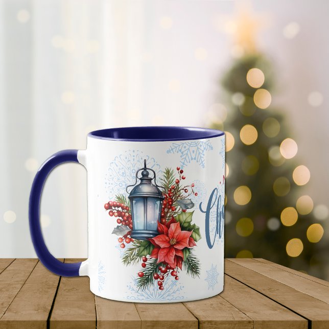 Vintag Lantern Poinsettia Christmas Bouquet Tasse (Von Creator hochgeladen)