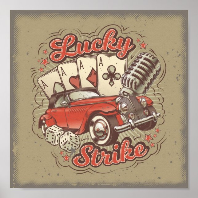 Vintag Las Vegas Lucky Strike Poster (Vorne)