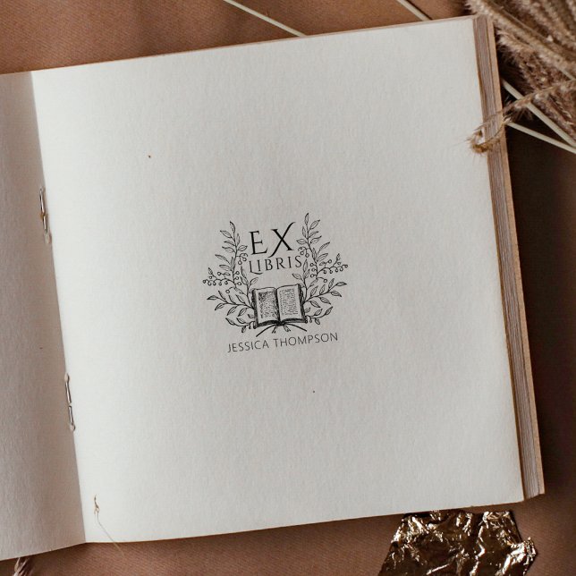 Vintag Laurel Book Ex Libris Gummistempel (Von Creator hochgeladen)