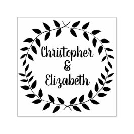 Vintag Laurel Wreath | Einfacher Name des Hochzeit Permastempel