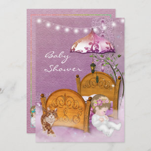 Vintag Lavendel-Kinderdusche Einladung mit Kinderb