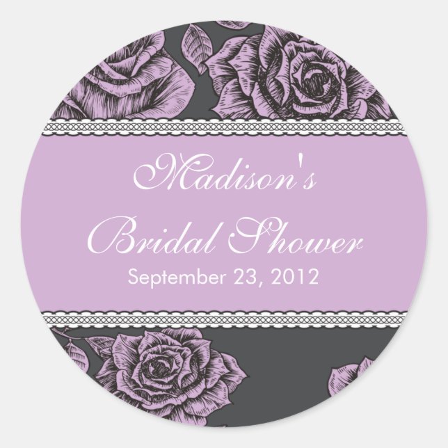 Vintag Lavendel Rose Brautparty Aufkleber (Vorderseite)