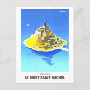 Vintag Le Mont Saint-Michel Reiseplakat Postkarte