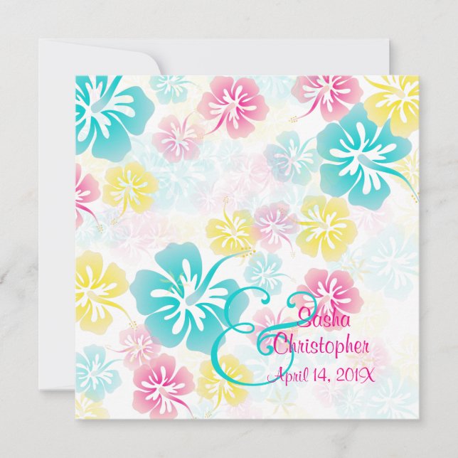 Vintag/Leis/Luau/HibiscusEinladung Hochzeit Einladung (Vorderseite)