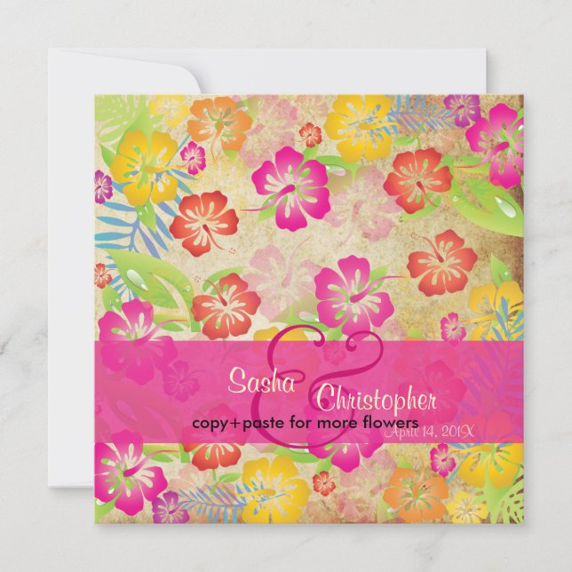 Vintag/Leis/Luau/HibiscusEinladung Hochzeit Einladung (Vorderseite)