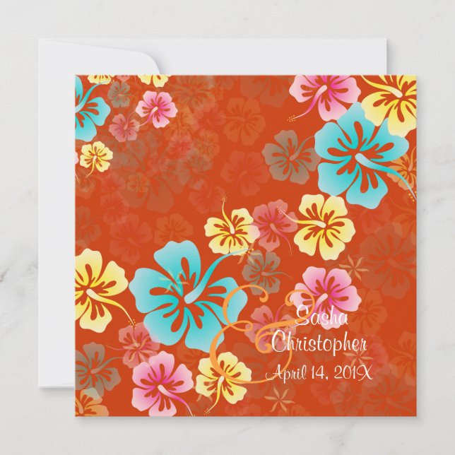 Vintag/Leis/Luau/HibiscusEinladung Hochzeit Einladung (Vorderseite)