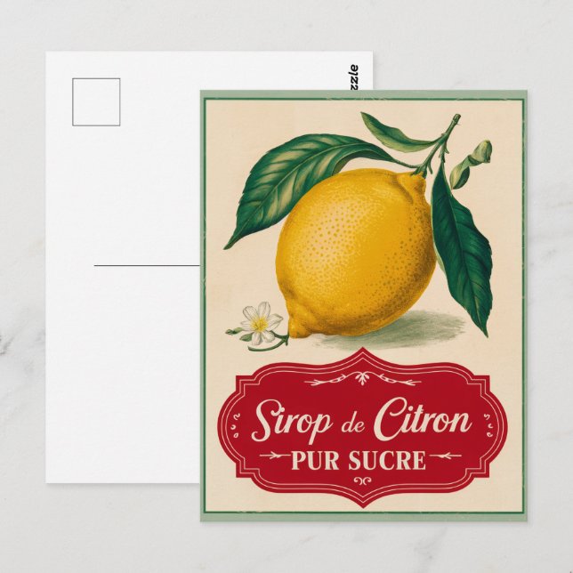 Vintag Lemon Botanisches Obst Postkarte (Vorne/Hinten)
