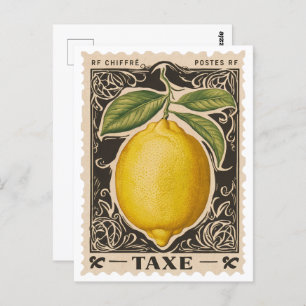Vintag Lemon Botanisches Obst Postkarte